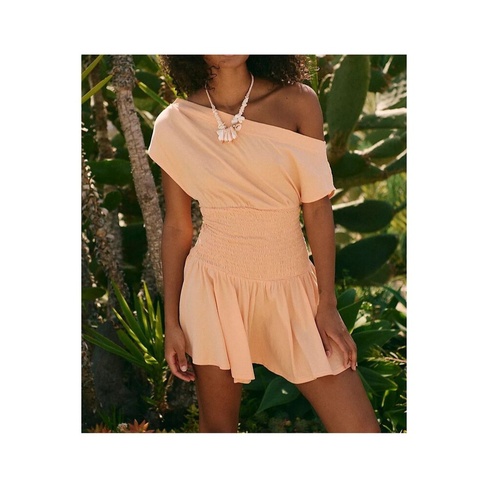 Free People Free-Est Scorching Hot Mini Dress Smocked Off the Shoulder XL 285313